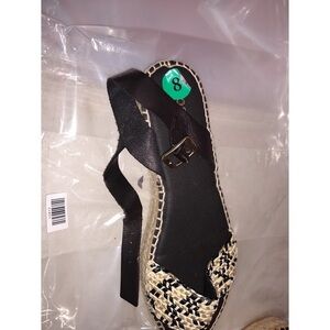 Paseart Espadrille Platform Sandals Black Tan